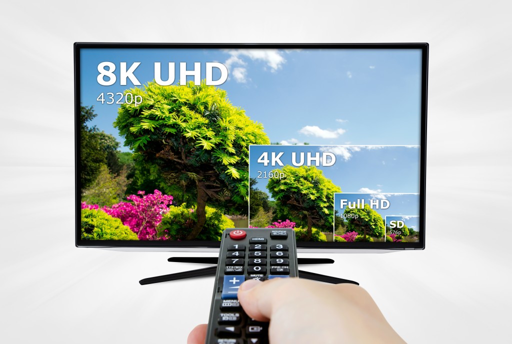 TV ultra HD. 8K 4320p television resolution technology